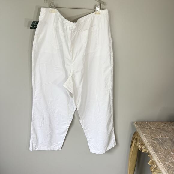 LL Bean Classic Fit Sunwashed Canvas Pants Pull On Pockets White Casual 3X New - Picture 3 of 5